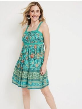 Maurices Teal Paisley Babydoll Mini Dress - Teal